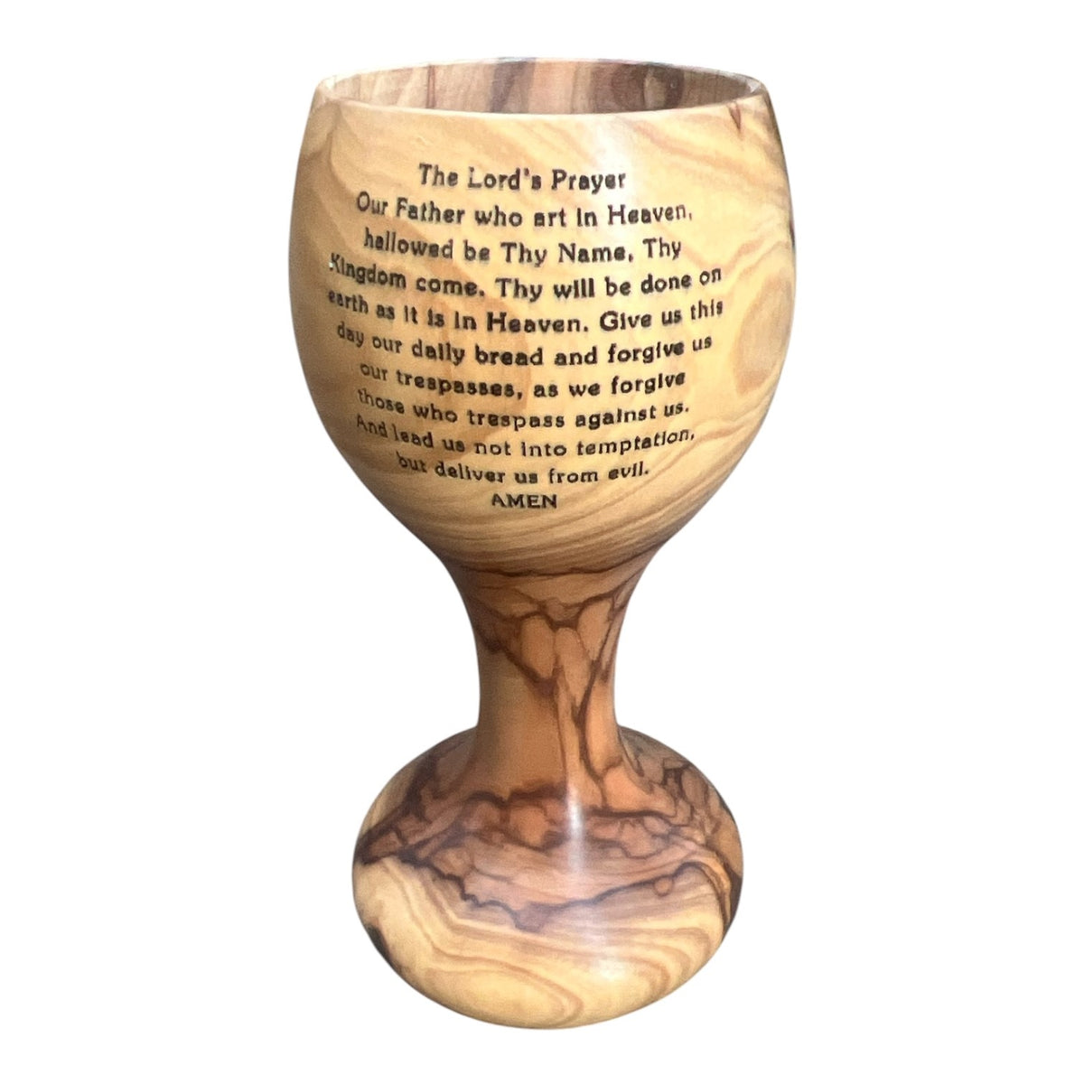 6" Handcrafted Olive Wood Lord's Prayer Communion Cup Chalice | Lion of Judah Market