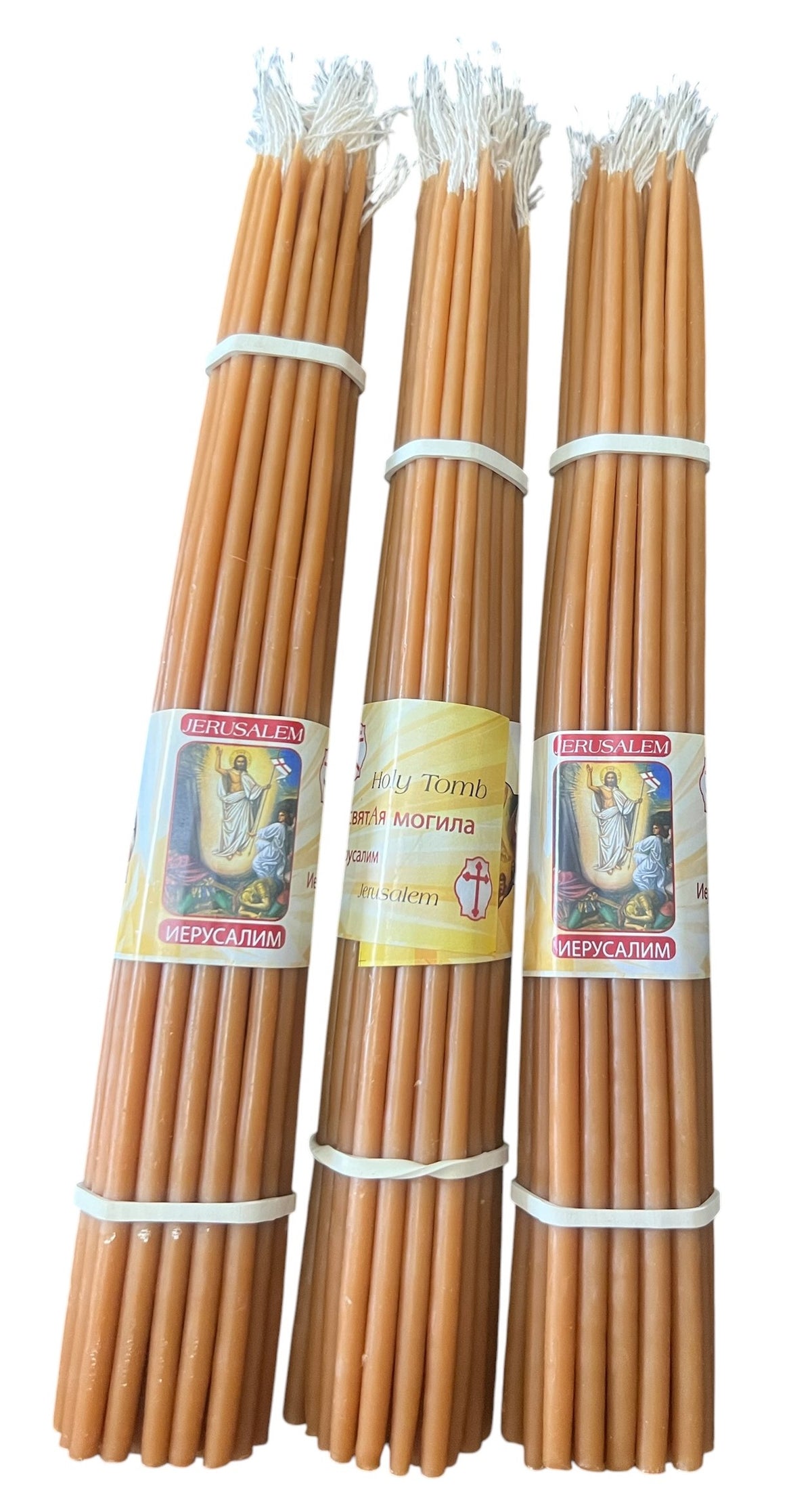 3 Bundles of 33 Beeswax 11.5" Candles Blessed at Holy Sepulchre 99 Total - Lion of Judah Market