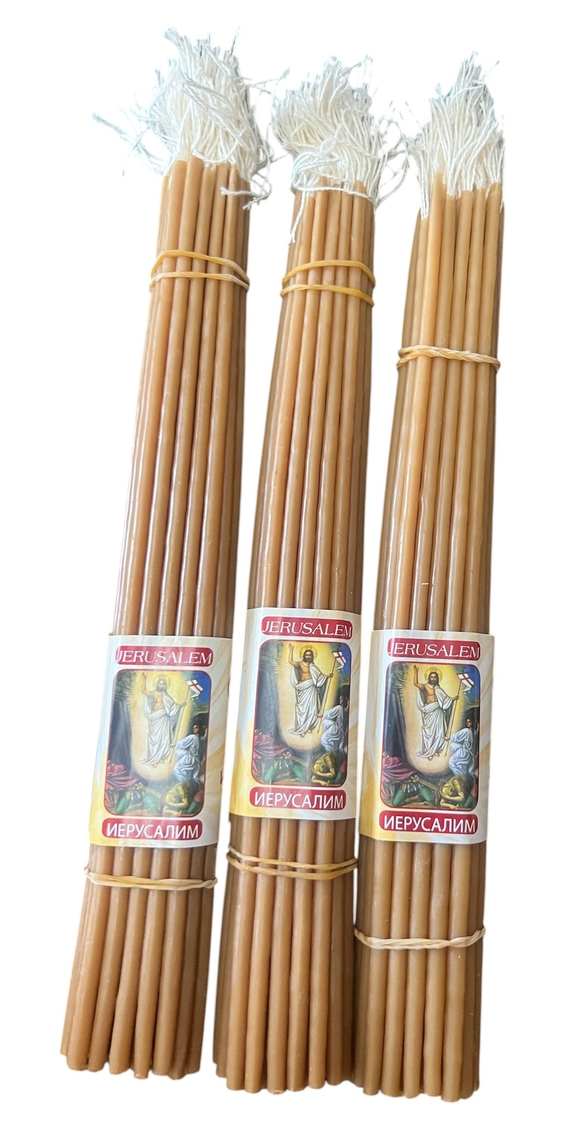 3 Bundles of 33 Beeswax 9.5" Candles Blessed at Holy Sepulchre 99 Total - Lion of Judah Market