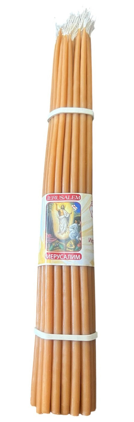 33 Beeswax 11.5" Candles Blessed at Holy Sepulchre - Lion of Judah Market