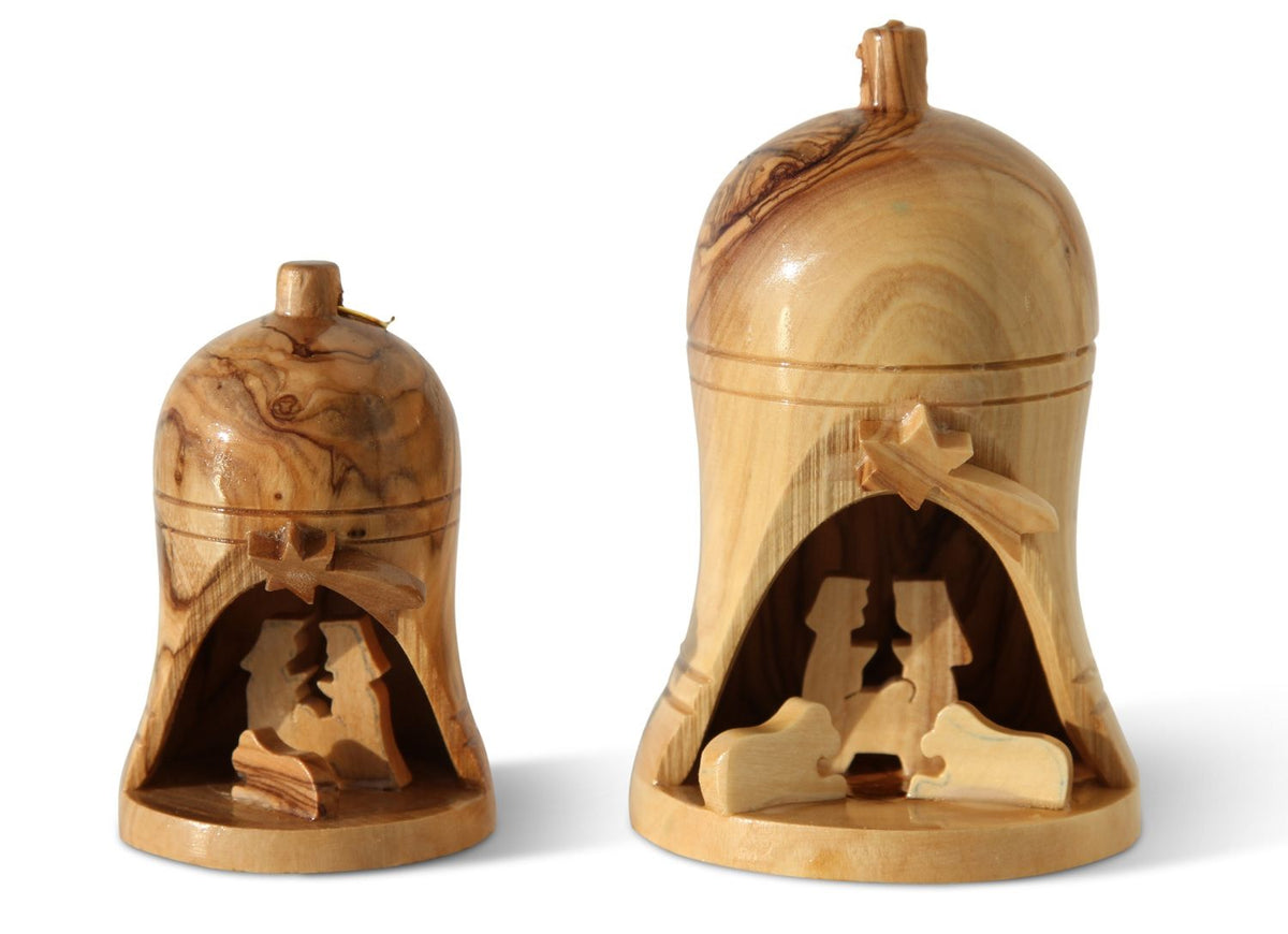 Christmas Tree Olive Wood Decoration Bells Set - Lion of Judah Market