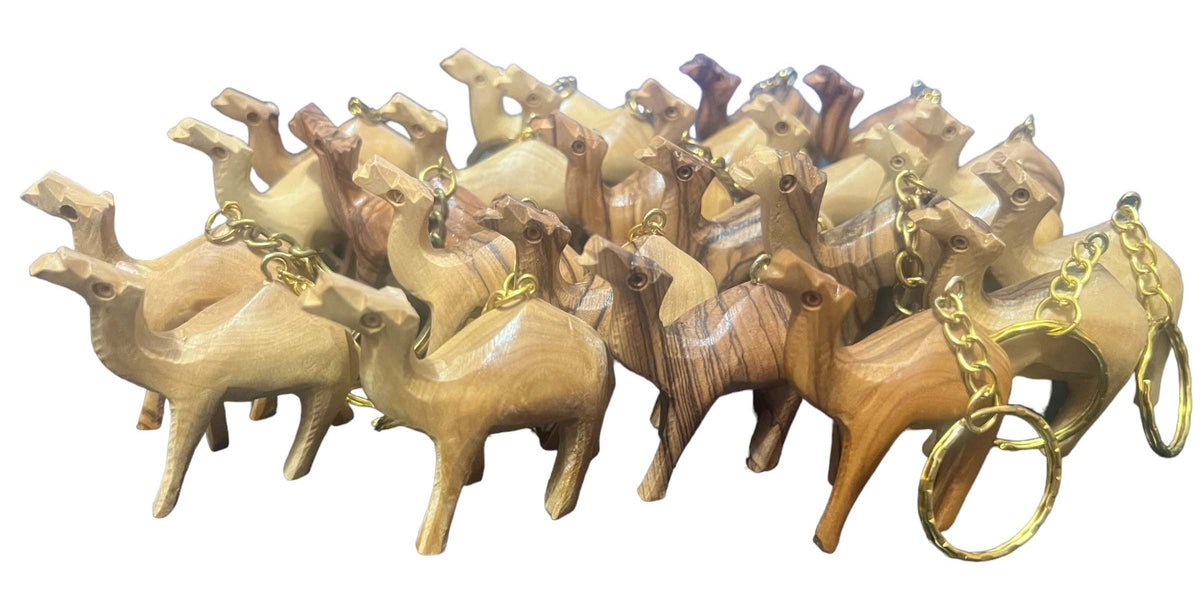 Lot of 5 Olive Wood Camel Keychains | Lion of Judah Market