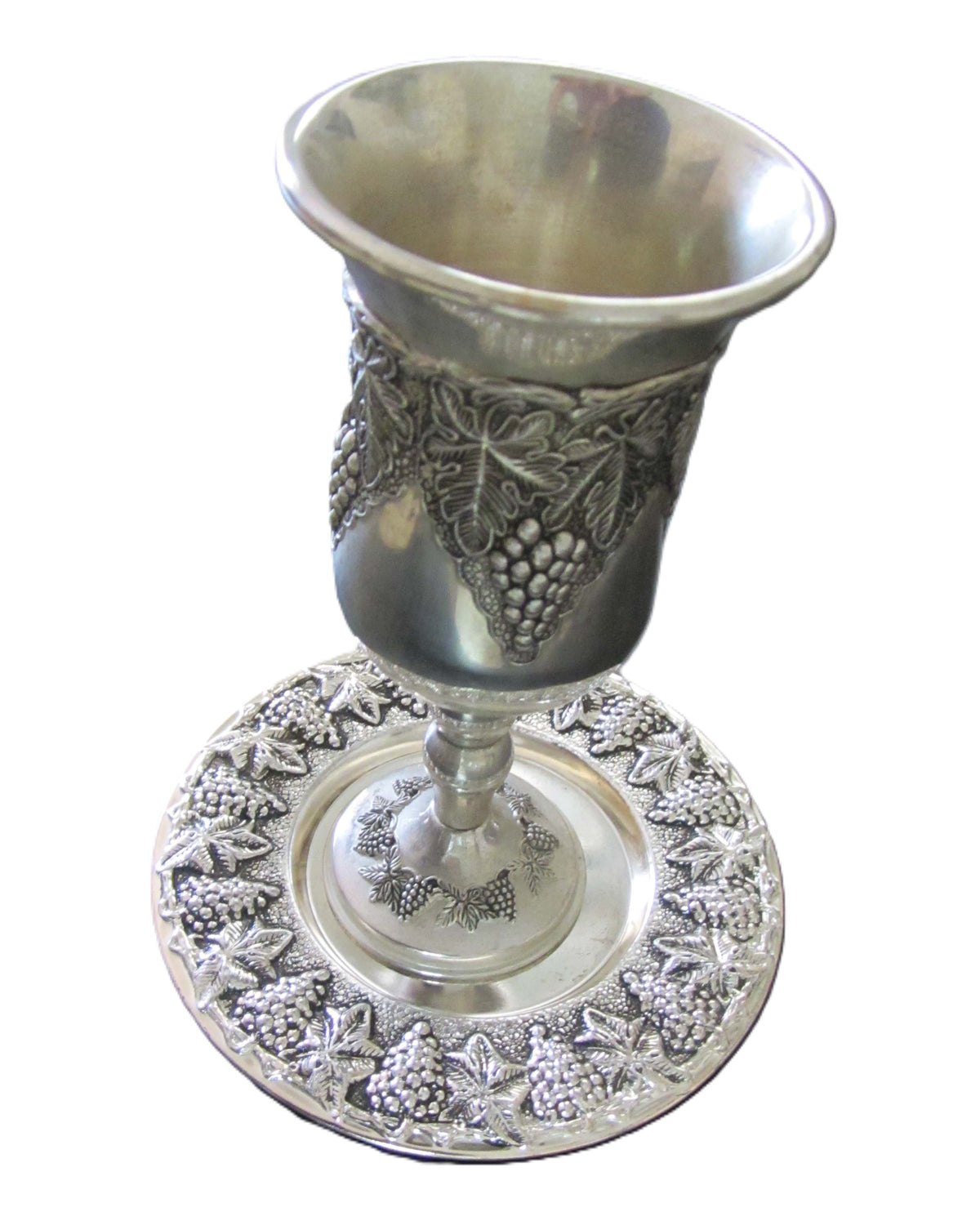 Magnificent Tall Kiddush Cup with Grape Design and Coaster | Lion of Judah Market