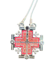 Enamel Open Jerusalem Cross Pendant Necklace - pink - Lion of Judah Market