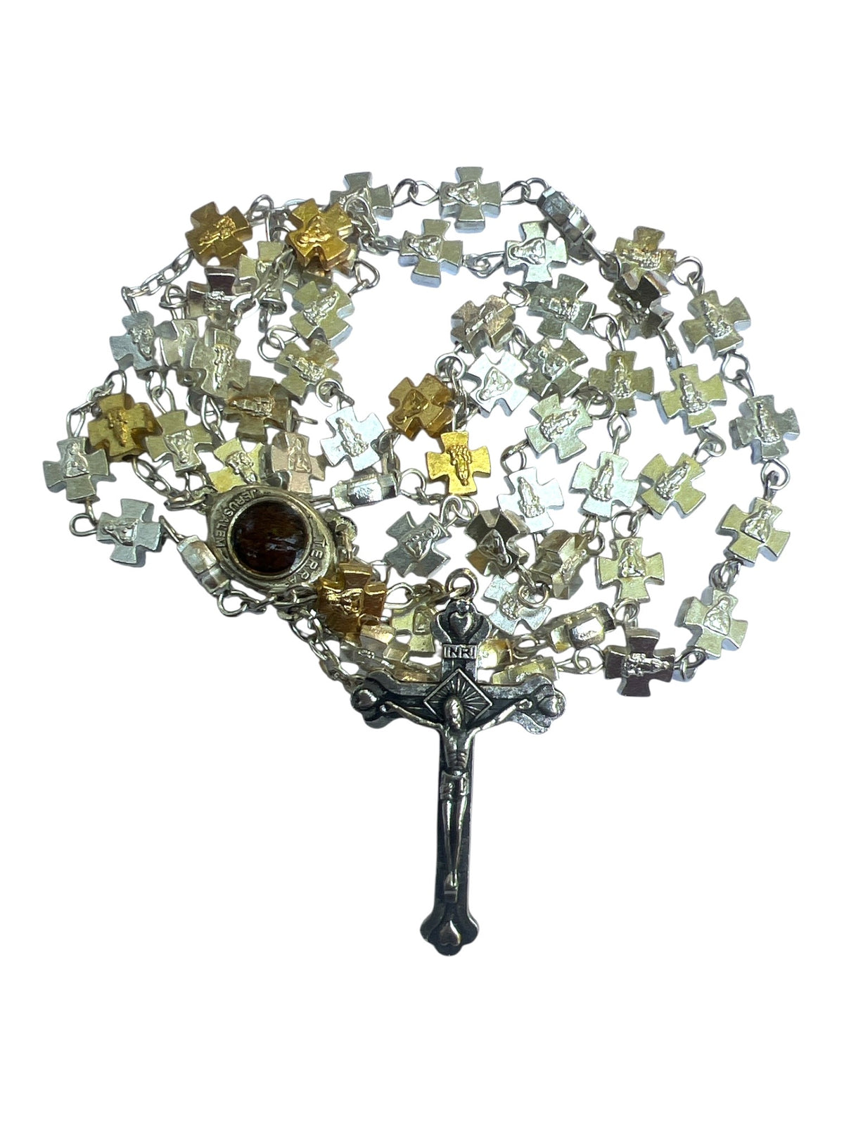 Catholic Gold and Silver Jerusalem Crusaders Crosses Rosary - Lion of Judah Market