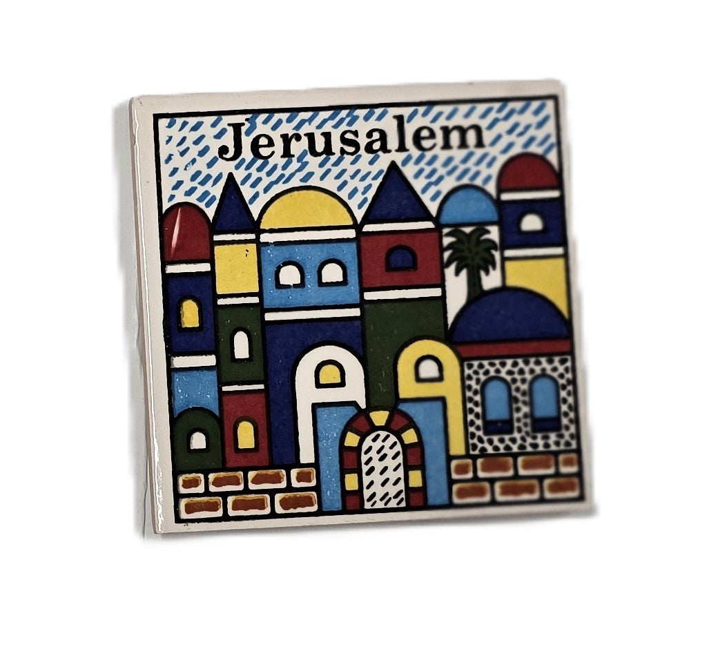 Armenian Ceramic Jerusalem Skyline Fridge Magnet from Jerusalem - Lion of Judah Market