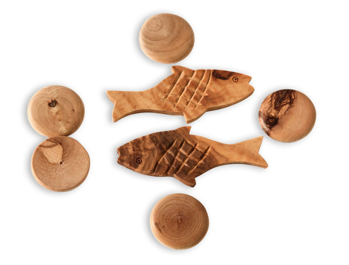 The Miracle with 5 Loaves and 2 Fish 'Tabgha' made from Olive Wood - Lion of Judah Market