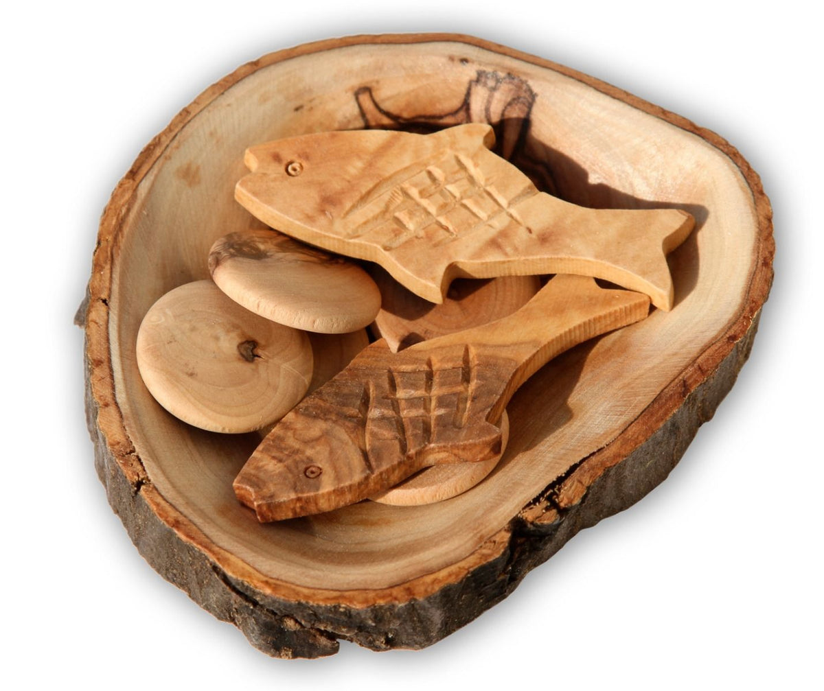 The Miracle with 5 Loaves and 2 Fish 'Tabgha' made from Olive Wood - Lion of Judah Market