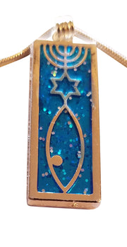 Messianic Square Enamel Pendant Necklace - Lion of Judah Market