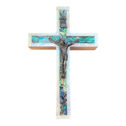 Mother of Pearl on Bethlehem Olive Wood Catholic Crucifix Cross 5" | Lion of Judah Market
