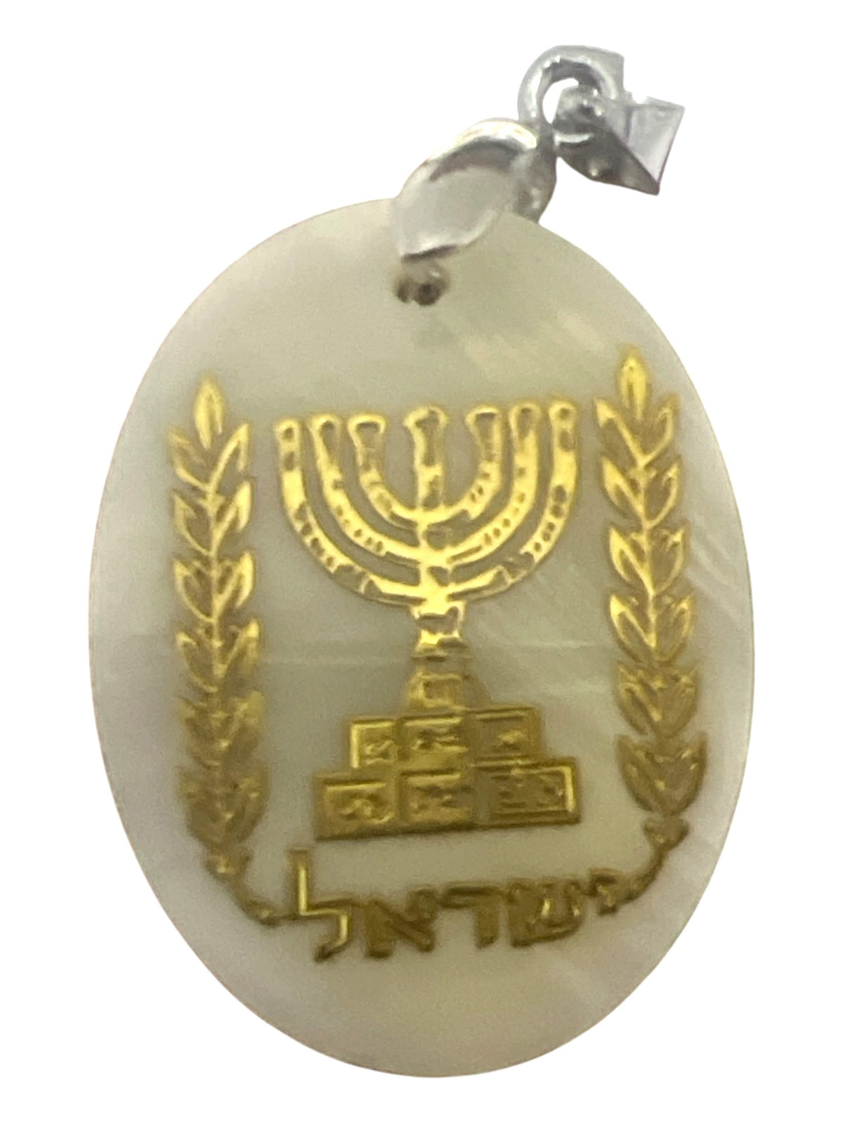 Mother of Pearl Menorah State of Israel Coat of Arms Pendant - Lion of Judah Market