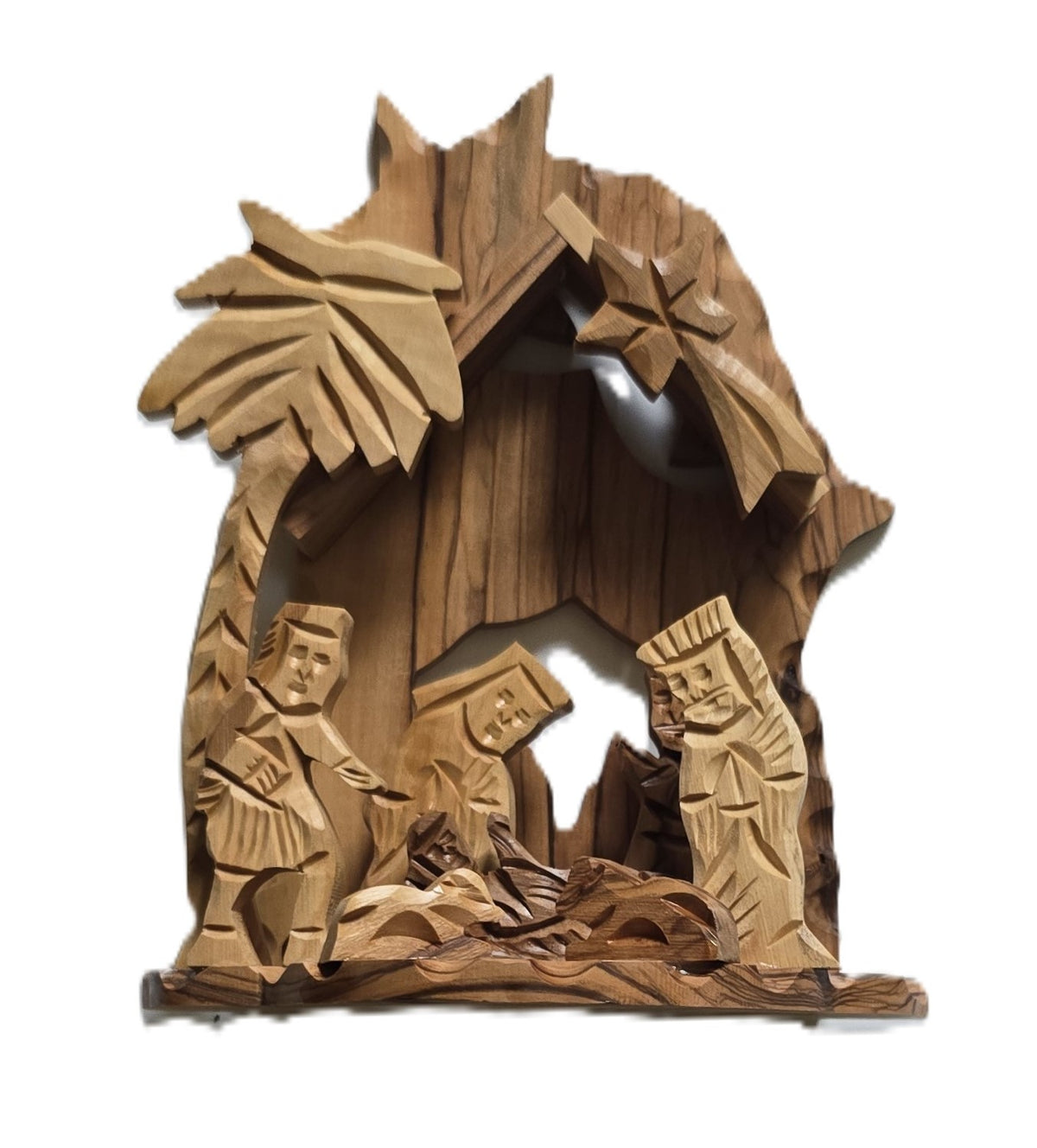 Olive Wood Christmas Tree Nativity Scene Ornament 3" - Lion of Judah Market