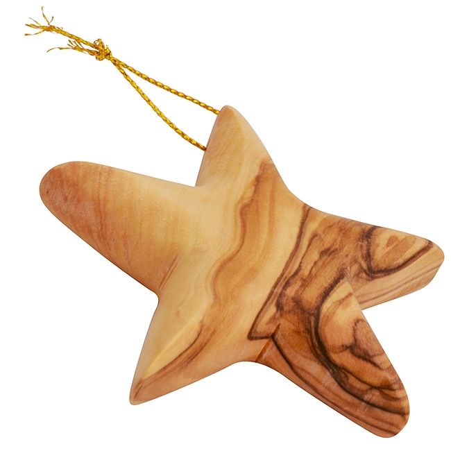 Olive Wood 'Star of Bethlehem' Christmas Tree Decoration - Made in the Holy Land - Lion of Judah Market