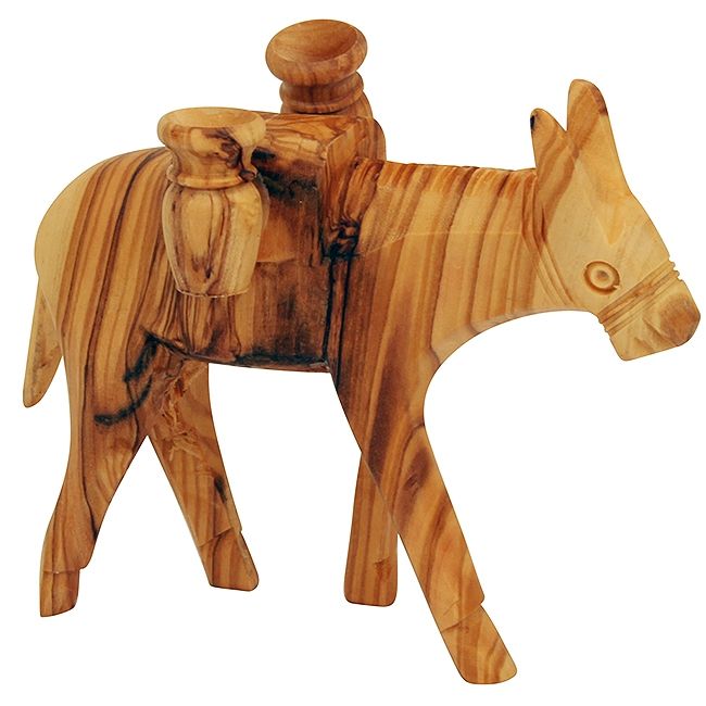 Olive Wood Donkey Carrying Two Jars - Made in Bethlehem - Lion of Judah Market