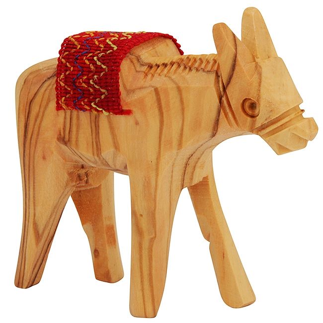 Olive Wood Donkey with Embroidered Sadle - Made in Bethlehem - Lion of Judah Market