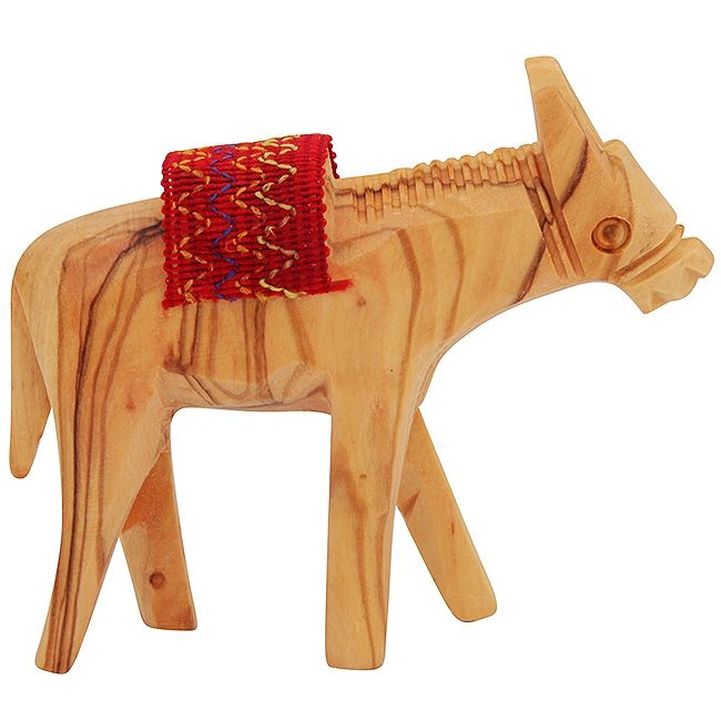 Olive Wood Donkey with Embroidered Sadle - Made in Bethlehem - Lion of Judah Market