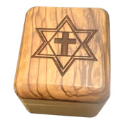 Hand Carved Olive Wood Messianic Star of David Box - Lion of Judah Market