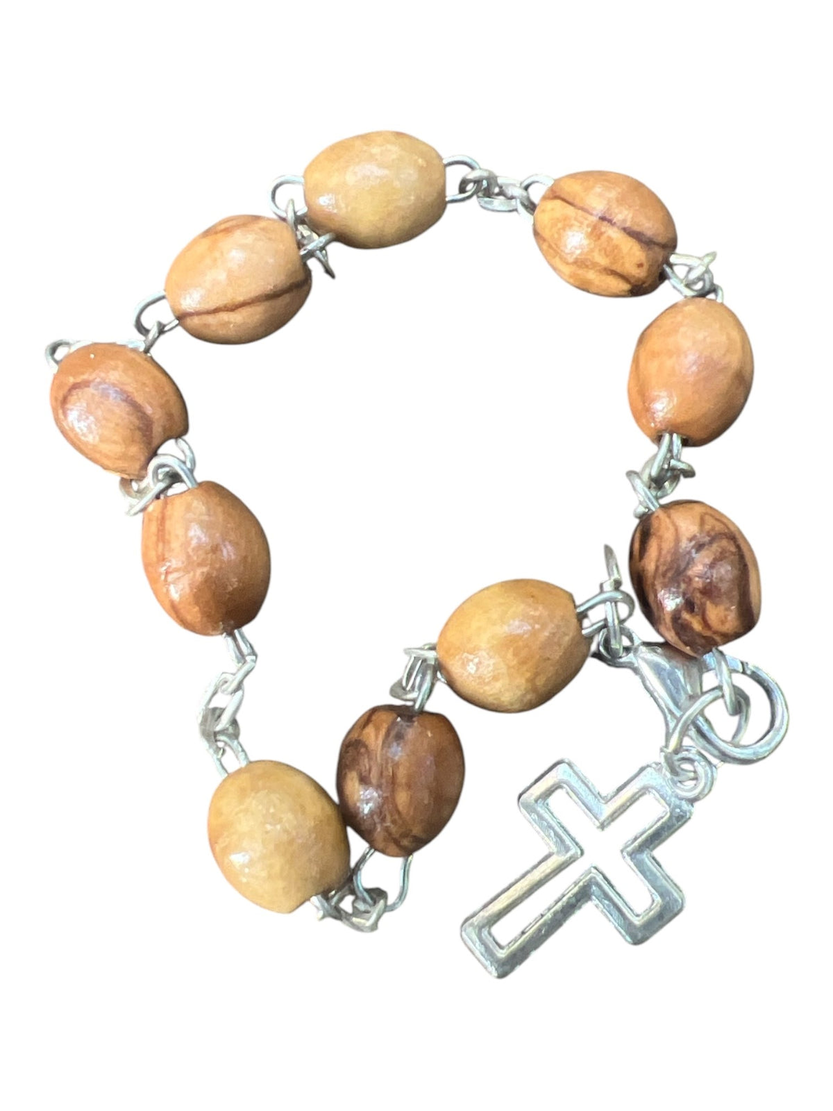 Olive Wood Rosary Bracelet with Cross - Lion of Judah Market