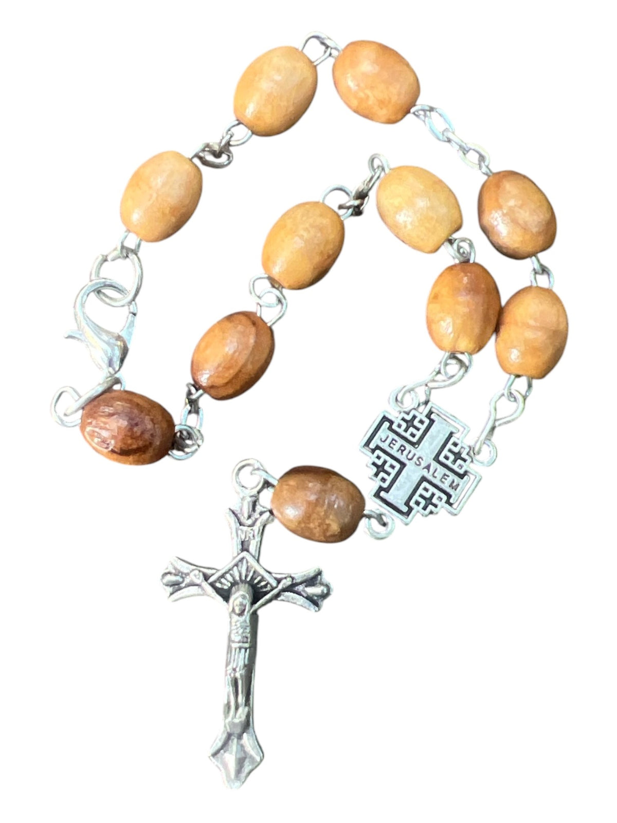 Olive Wood Rosary Bracelet with Jerusalem Cross - Lion of Judah Market