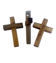 Lot of 3 Simple Holy Land Bethlehem Olive Wood Cross Pendants 1.5" - Lion of Judah Market