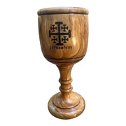 8" Handcrafted Olive Wood Crusaders Cross Communion Cup Chalice | Lion of Judah Market
