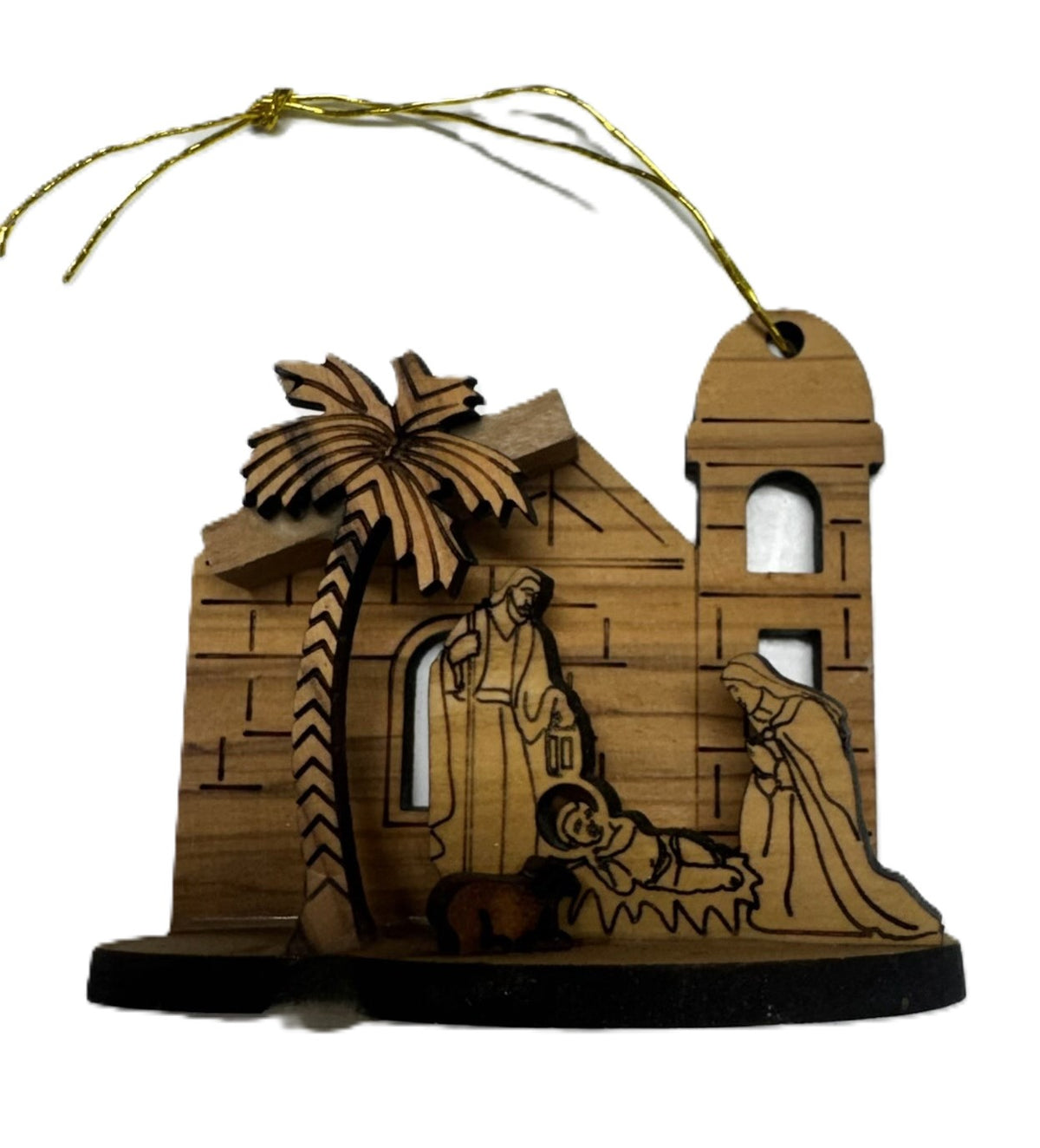 Olive Wood Christmas Tree Nativity Scene Ornament 2" - 01 - Lion of Judah Market