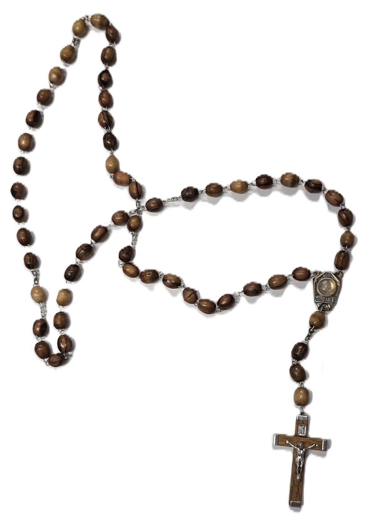 Olive Wood Rosary with Olive Wood Cross and Holy Water Centerpiece Jerusalem - Lion of Judah Market