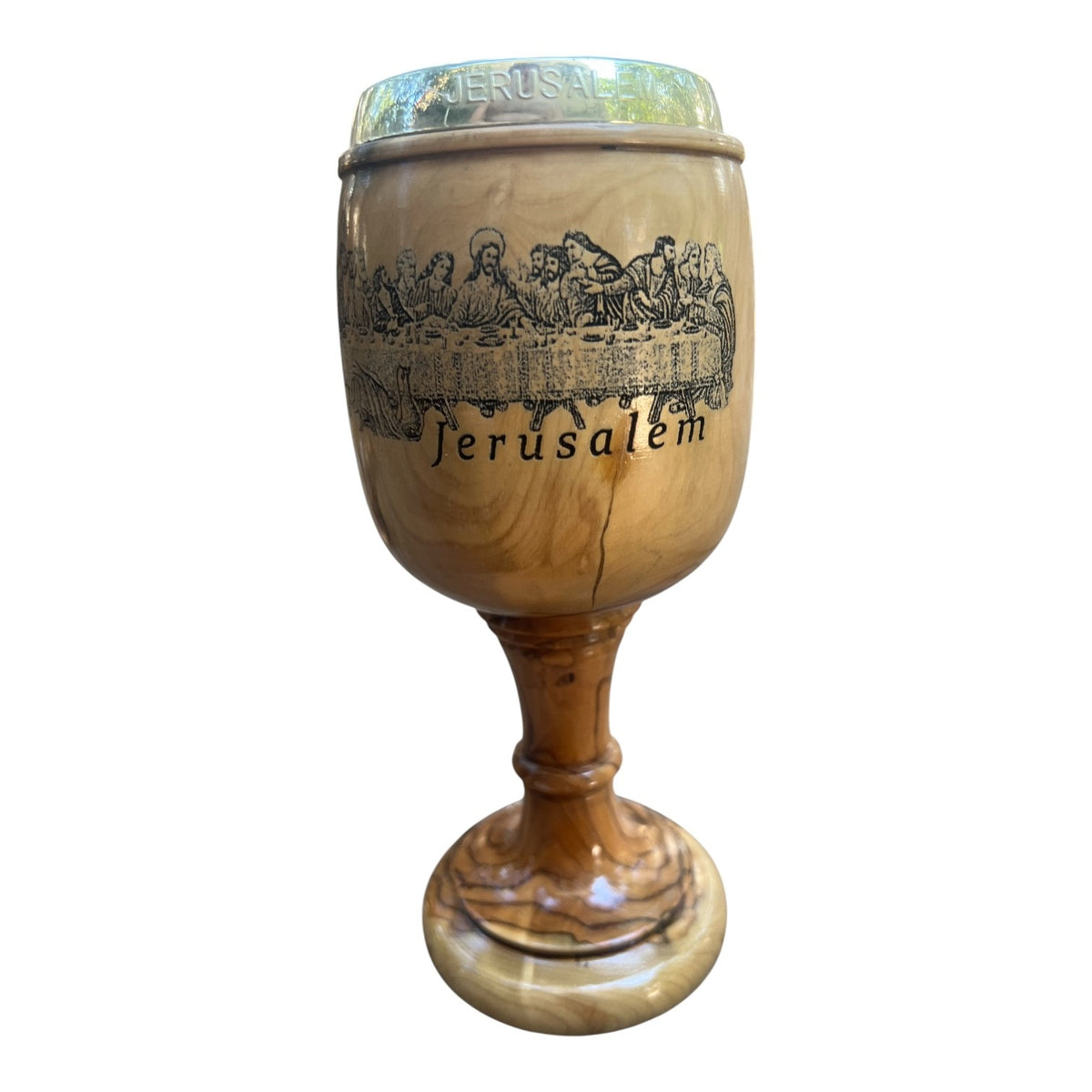 8" Handcrafted Olive Wood Last Supper Communion Cup Chalice | Lion of Judah Market