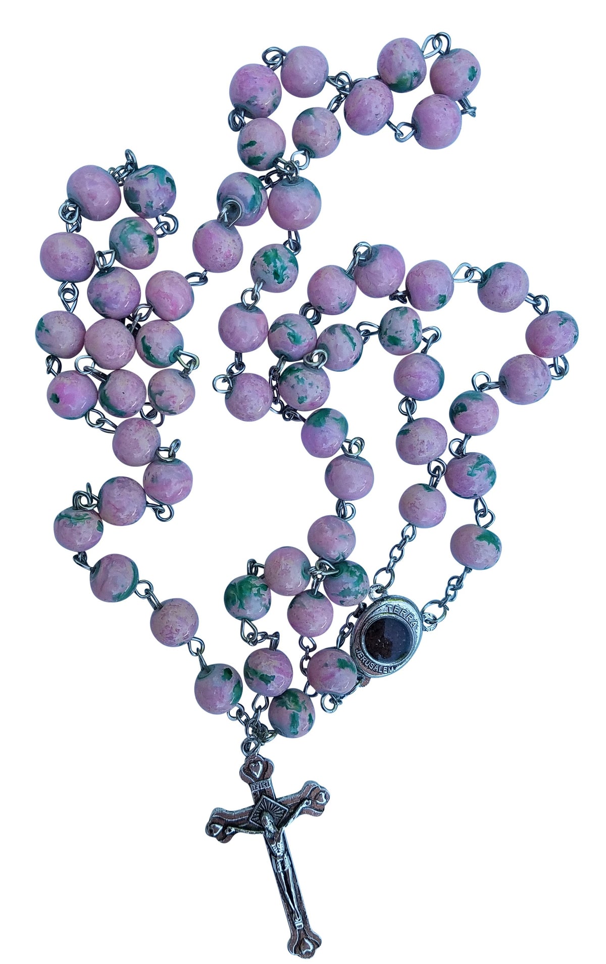 Purple Stone Beads Catholic Rosary Holy Soil - Lion of Judah Market