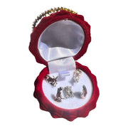 Miniature 5-Piece Silver Plated Nativity Set Figurines in Velvet Christmas Tree - red - Lion of Judah Market