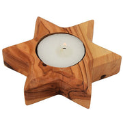 Olive Wood Star of David Candle Holder from Israel - Lion of Judah Market
